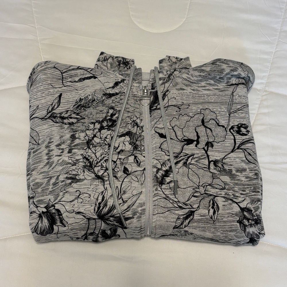 Women’s Athleta Floral Gray Zip-Up Jacket